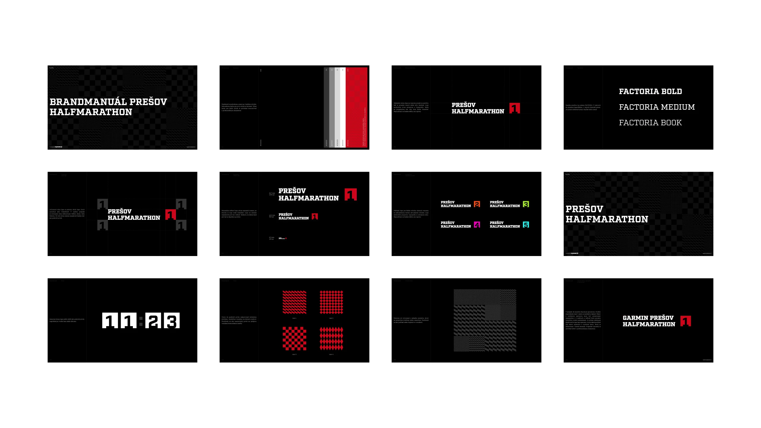 Overview of graphic elements and their use in the Prešov Halfmarathon visual identity